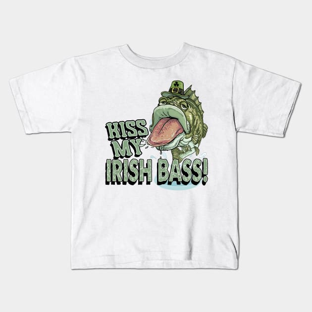 Kiss My Irish Bass St. Patricks Day Kids T-Shirt by Mudge